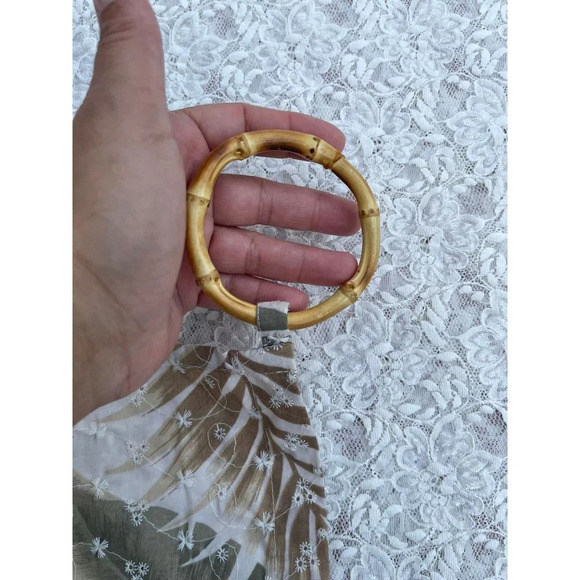 2 Panels Set Embroidery Tropical Window Curtains Natural Bamboos Rings 80"x40" - Picture 10 of 12